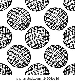Seamless pattern abstract with ball. White and black 2