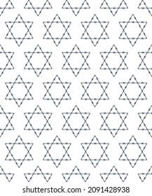Seamless pattern of the abstract barbed wire six-pointed star
