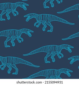 Seamless pattern with abstract baryonyx. Background with dino for textile, fabric, kids, boy, wrapping paper, Web, clothes, socks and other design.