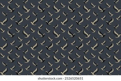 Seamless pattern with abstract bird in light brown n black on blue gray background. Vector illustration. For  masculine shirt lady dress textile cloth print wallpaper cover decoration
