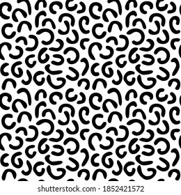 Seamless pattern. Abstract black doodles, curls. Vector background.