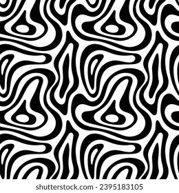Seamless pattern. Abstract black doodles, curls, maze. Vector background.