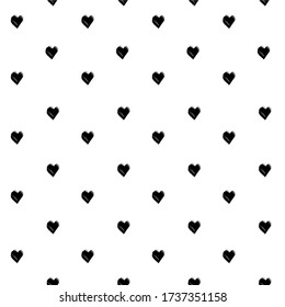 Patrón sin inconvenientes de corazón negro abstracto moldea pinceladas sobre fondo blanco