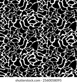 Seamless pattern with abstract black spots on a white background