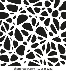 Seamless pattern. Abstract black and white background. Spiderweb mesh or coquina imitation. Vector illustration.