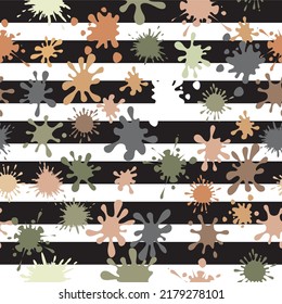 seamless pattern abstract black white stripe background with vintage pastel colorful small little splash of water and oil painting perfect for textile printing design