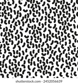 Seamless pattern with abstract black and white spots on white background. Design for fabric, textile print, wrapping paper, cover, poster. Vector illustration
