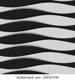 Seamless pattern with abstract black and white waves. Vector background. 