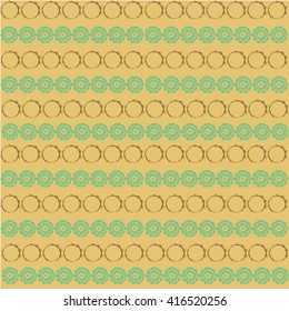 Seamless pattern of abstract blue and brown forms on a beige background. Ideal for package, wrapping paper, wallpaper and fabric design