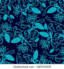 Seamless pattern of abstract blue color on dark background