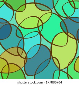 Seamless pattern of abstract blue green ellipses