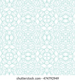 Seamless pattern with abstract blue guilloche ornament isolated on white (transparent) background. Vector illustration eps