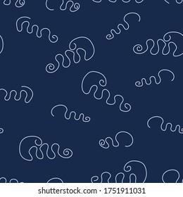 Seamless pattern of abstract blue patterns on a blue background