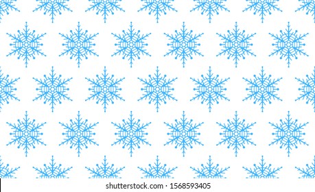 Seamless pattern of the abstract blue snowflakes