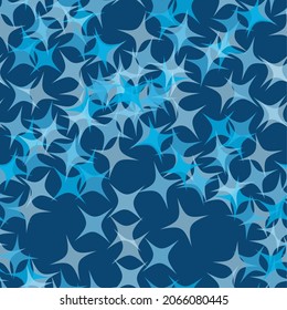 Seamless pattern from abstract blue stars shapes