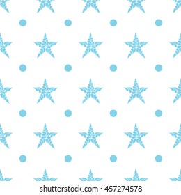 seamless pattern with abstract blue stars and dots on a white background.sea summer image.vector illustration