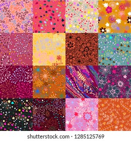 Seamless pattern with abstract botanical ethnic ornaments, florals and leaves. Handdrawn ornament lace backdrop.Floral oriental textile, fabric. Vector background - Vector