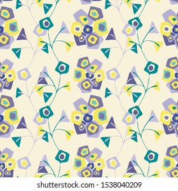 
 
Seamless pattern with abstract botanical forms. Vector image. Can be used for textile, stationary, backgrounds and wallpaper. 