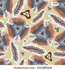 Seamless pattern with abstract botanical forms. Vector image. Can be used for textile, stationary, backgrounds and wallpaper. 