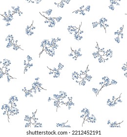 Seamless pattern of abstract botanical twigs,