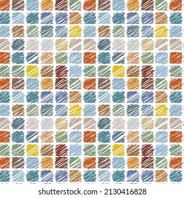 Seamless pattern of abstract box with colorful of pencil sketch 