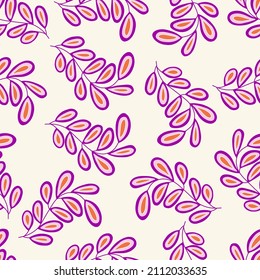 Nahtlose Muster abstrakter Ast auf beigem Hintergrund. Vektorgrafik handgezeichnet. Twig florales Element. Botanische exotische Pflanzenverpackung oder Stoffdruck