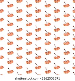 Seamless pattern with abstract branch of rowan. Color flat vector illustration.