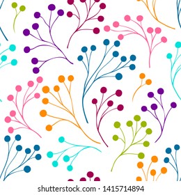 Seamless pattern with abstract branches colorful tones on white for decoration different things