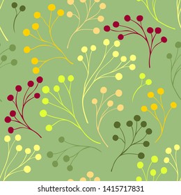 Seamless pattern with abstract branches colorful tones on olive  for decoration different things