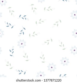Seamless pattern of abstract branches and flowers on a white background. hand drawn vector illustration