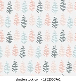 ramas abstractas de patrón ininterrumpido de plantas en un fondo claro. Para imprimir en textiles, papel pintado, papel de envoltura. Impresión minimalista original. Ilustración vectorial.