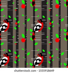 seamless pattern  with abstract bright birds on gray background. retro style.Vertical pattern is great for interior decoration, wallpapers, fabrics, textiles and designs in modern retro style