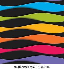 Seamless pattern with abstract bright colorful and dark waves. Vector background. 