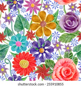 Seamless pattern with abstract bright flowers. Vector, EPS 10 