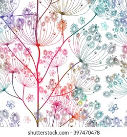 Seamless pattern with abstract bright flowers. Vector, EPS10.