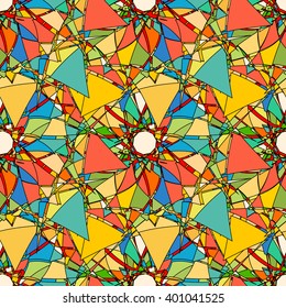 Seamless pattern with abstract broken glass colorful shapes