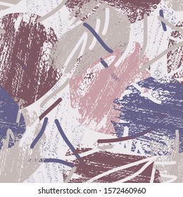 Seamless Pattern with Abstract Bruch Strokes. Vector Background. Design Template.