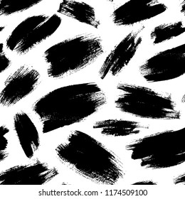 Seamless pattern with abstract brush strokes. Hand drawn ornament for wrapping paper. Grunge illustration.
