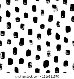 Seamless pattern with abstract brush strokes. Hand drawn ornament for wrapping paper. Grunge illustration.