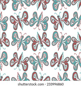 Seamless pattern with abstract butterfly shapes, illustration and vector art