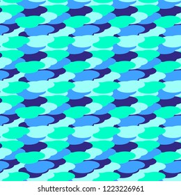 Seamless pattern, abstract camouflage, blue colors, vector