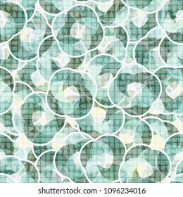 Seamless pattern. Abstract camouflage covered with a mesh. Multi-colored texture.