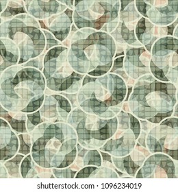 Seamless pattern. Abstract camouflage covered with a mesh. Multi-colored texture.