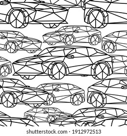 Seamless pattern with abstract cars on white background.