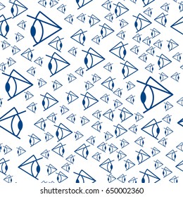 Seamless pattern of the abstract cartoon eyes