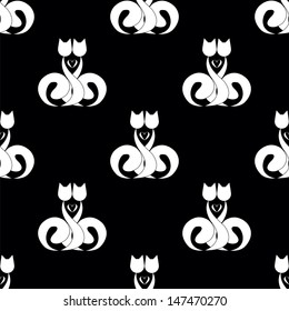 seamless pattern with abstract cat