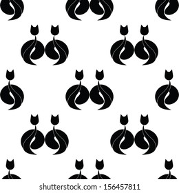 seamless pattern with abstract cat