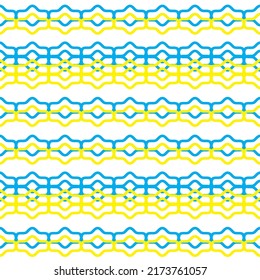 Seamless pattern. Abstract chains in blue-yellow color.Vector illustration