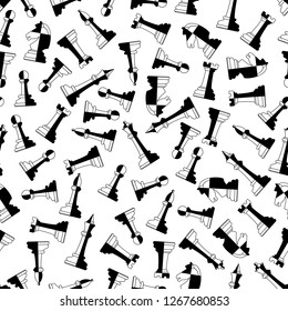 Seamless pattern of the abstract chess pieces