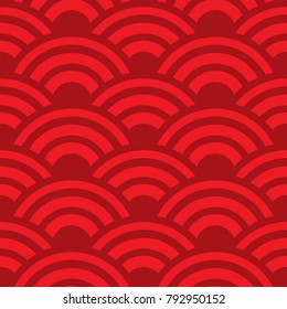 Seamless pattern of Abstract Chinese New Year Background Vector Design. Vector illustration of chinese red gradient wave circle background.